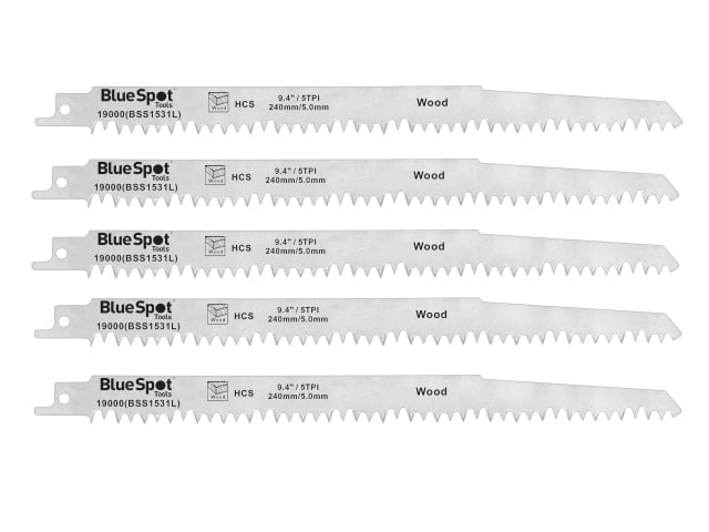 B/S19000 HCS Reciprocating Saw Blade 240mm x 5 TPI Pack of 5