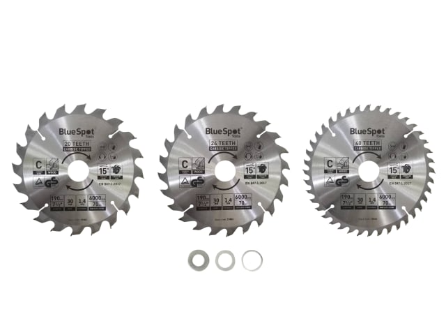 B/S19402 190mm Circular Saw Blade Set, 3 Piece
