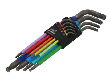 BAHC1997LM9P C1997LM/9P Metric Long Ball End Coloured Hex L-Key Set, 9 Piece