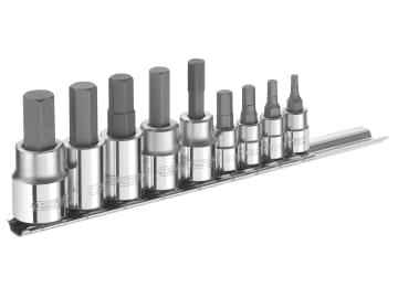 BRIE034802B 1/4 & 3/8in Drive Hex Bit Socket Set, 9 Piece