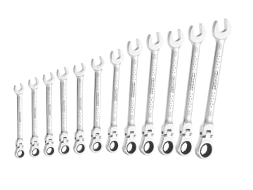 BRIE111102B Flexible Head Ratchet Spanner Set, 12 Piece