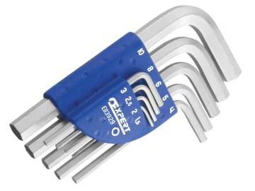 BRIE113929B Metric Hexagon Key Short Arm Set, 9 Piece