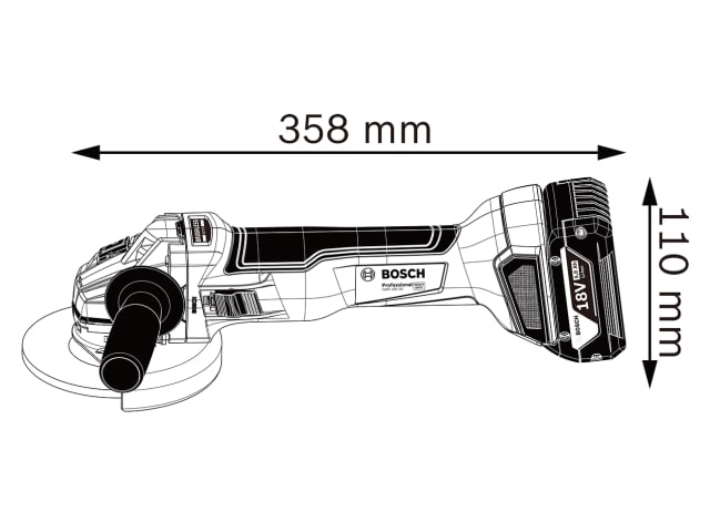 BSH6019J4002 GWS 18V-10 Professional Angle Grinder 125mm 18V Bare Unit