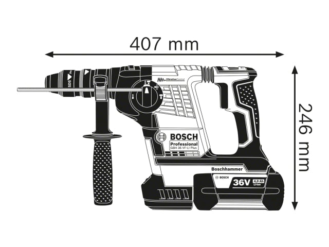 BSH611907076 GBH 36 VF-LI Plus Professional SDS-Plus Rotary Hammer 36V 2 x 6.0Ah Li-ion