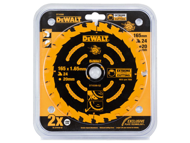 DEWDT10300QZ Extreme Framing Circular Saw Blade 165 x 20mm x 24T