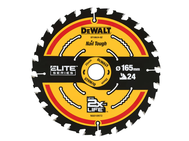 DEWDT10624QZ ELITE™ Series Framing Circular Saw Blade 165 x 20mm x 24T