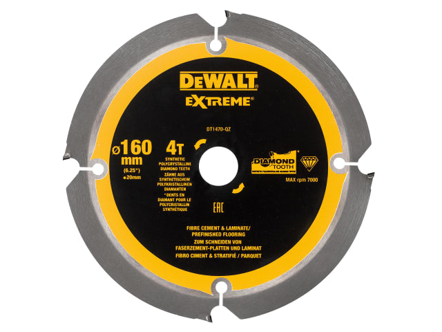 DEWDT1470QZ Extreme PCD Fibre Cement Saw Blade 160 x 20mm x 4T