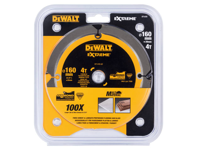 DEWDT1470QZ Extreme PCD Fibre Cement Saw Blade 160 x 20mm x 4T