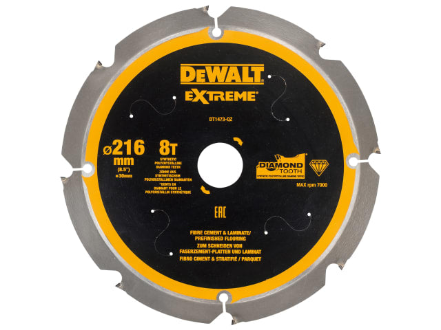 DEWDT1473QZ Extreme PCD Fibre Cement Saw Blade 216 x 30mm x 8T