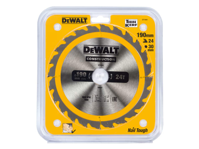 DEWDT1944QZ Portable Construction Circular Saw Blade 190 x 30mm x 24T