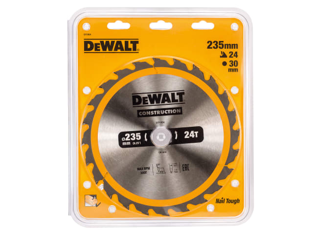 DEWDT1954QZ Portable Construction Circular Saw Blade 235 x 30mm x 24T