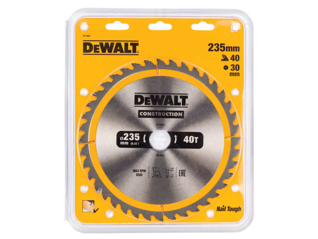 DEWDT1955QZ Portable Construction Circular Saw Blade 235 x 30mm x 40T