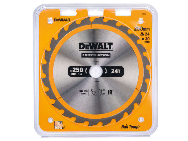 DEWDT1956QZ Stationary Construction Circular Saw Blade 250 x 30mm x 24T