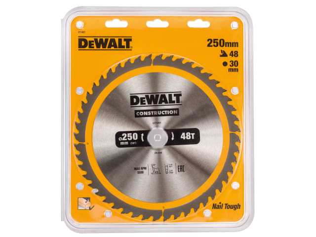 DEWDT1957QZ Stationary Construction Circular Saw Blade 250 x 30mm x 48T