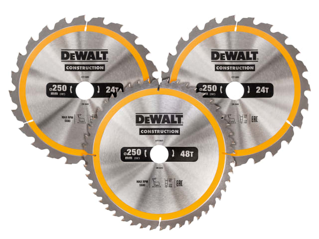 DEWDT1964QZ DT1964 Construction Circular Saw Blade 3 Pack 305 x 30mm x 24T/48T/60T
