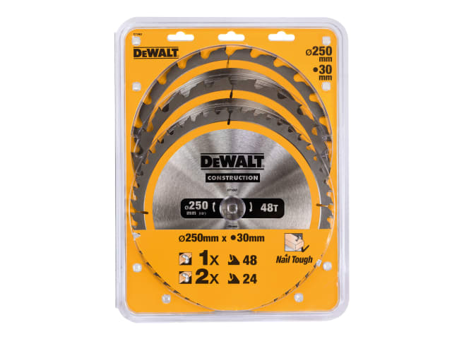 DEWDT1964QZ DT1964 Construction Circular Saw Blade 3 Pack 305 x 30mm x 24T/48T/60T