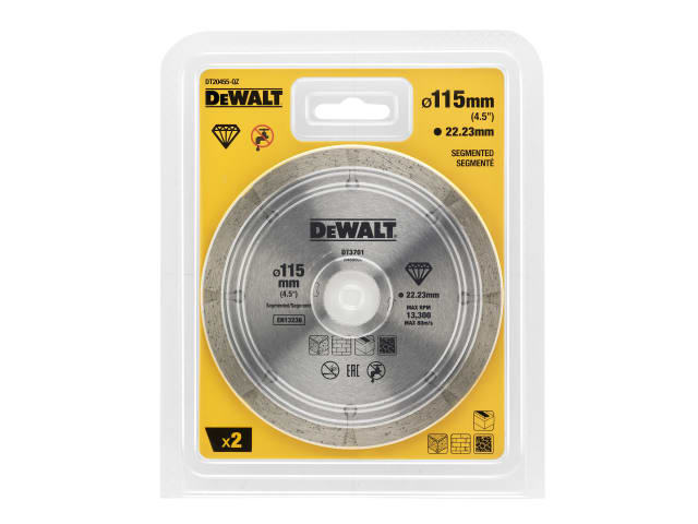 DEWDT20455QZ Dry Diamond Blade 115mm (2 Pack)