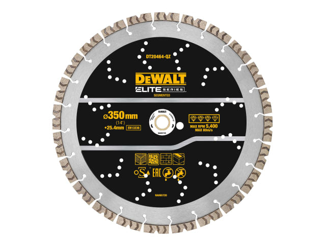 DEWDT20464QZ ELITE SERIES™ All Purpose Diamond Segmented Wheel 350 x 25.4mm