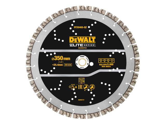 DEWDT20465QZ ELITE SERIES™ Rebar Concrete Diamond Wheel 350 x 25.4mm