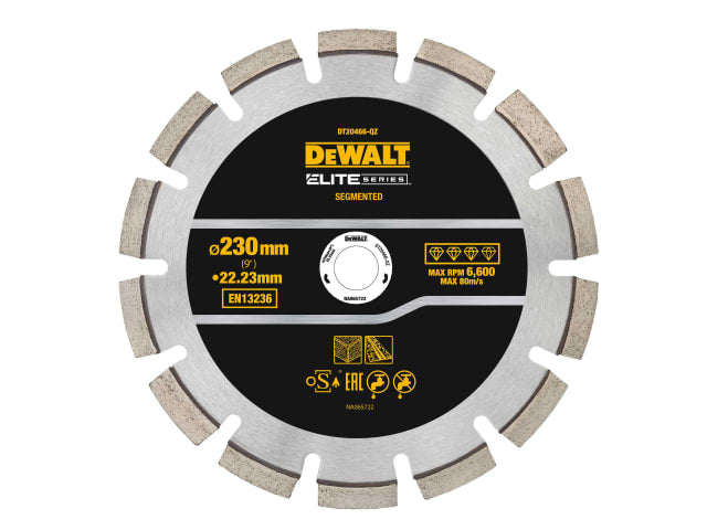 DEWDT20466QZ ELITE SERIES™ Asphalt Diamond Segmented Wheel 230 x 22.23mm