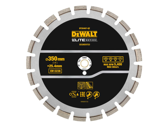 DEWDT20467QZ ELITE SERIES™ Asphalt Diamond Segmented Wheel 350 x 25.4mm