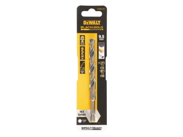 DEWDT20615QZ BLACK&GOLD Hex HSS-G Drill Bit 9.5mm