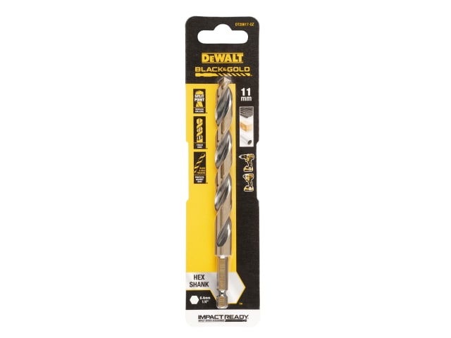 DEWDT20617QZ BLACK&GOLD Hex HSS-G Drill Bit 11.0mm