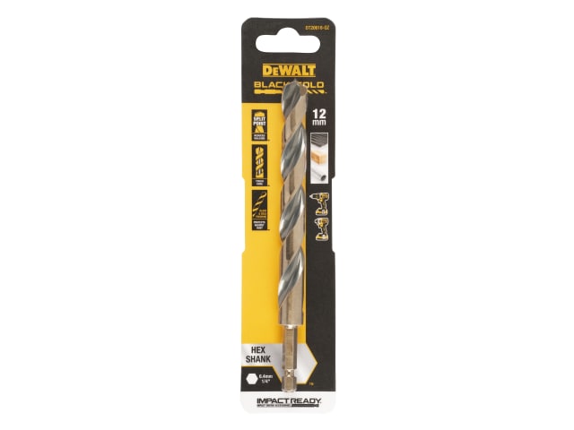 DEWDT20618QZ BLACK&GOLD Hex HSS-G Drill Bit 12.0mm