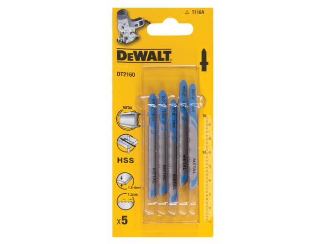 DEWDT2160QZ HSS Metal Cutting Jigsaw Blades Pack of 5 T118A
