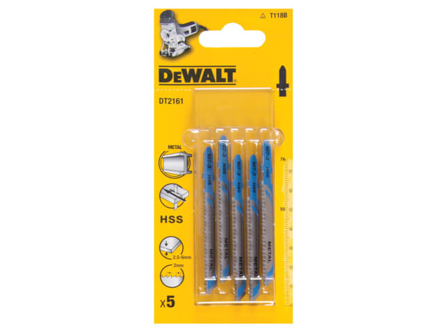 DEWDT2161QZ HSS Metal Cutting Jigsaw Blades Pack of 5 T118B