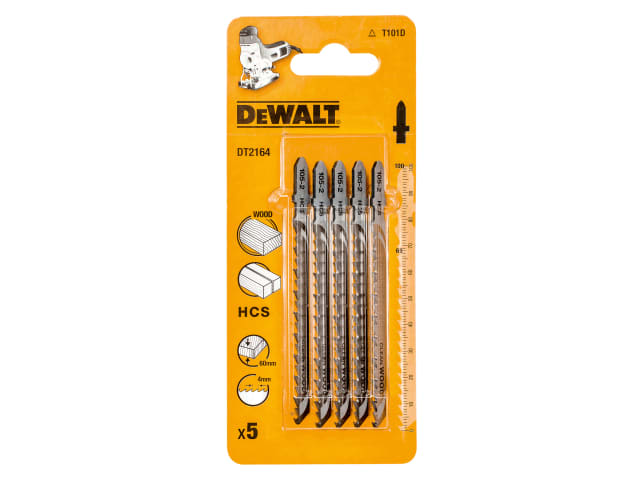 DEWDT2164QZ HCS Wood Jigsaw Blades Pack of 5 T101D