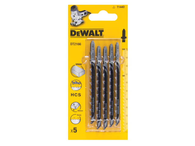 DEWDT2166QZ HCS Wood Jigsaw Blades Pack of 5 T144D