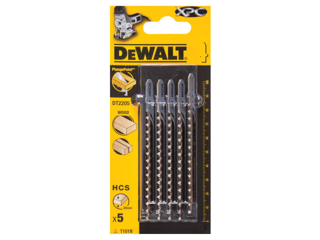 DEWDT2205QZ XPC HCS Wood Jigsaw Blades Pack of 5 T101B