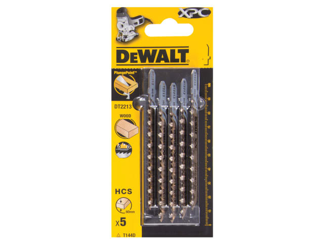 DEWDT2213QZ XPC HCS Wood Jigsaw Blades Pack of 5 T144D