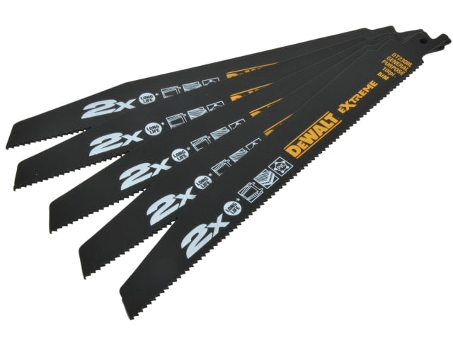 DEWDT2308LQZ 2X Life General Purpose Reciprocating Blade 228mm x 10 TPI (Pack 5)