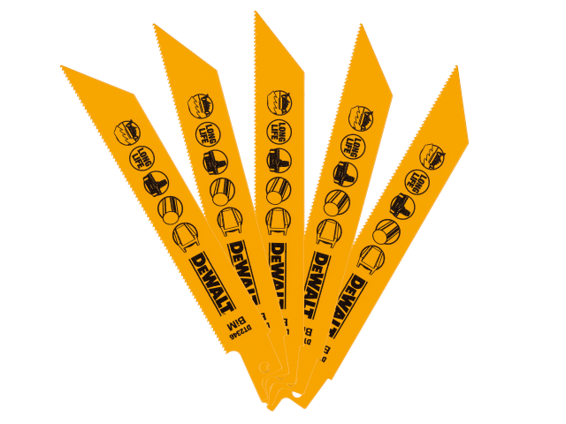 DEWDT2346QZ Bi-Metal Reciprocating Blade for Metal Cordless 152mm x 18 TPI (Pack 5)