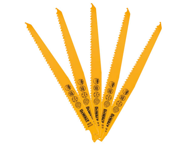 DEWDT2349QZ Bi-Metal Reciprocating Blade for Wood with Nails 228mm (Pack 5)