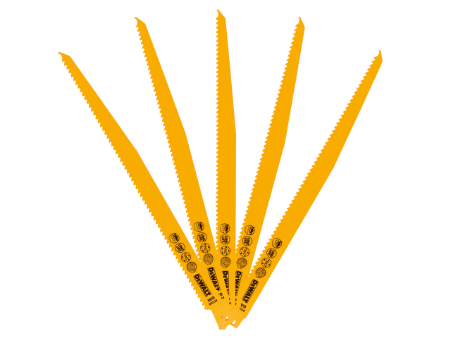 DEWDT2350QZ Bi-Metal Reciprocating Blade for Wood with Nails 305mm (Pack 5)
