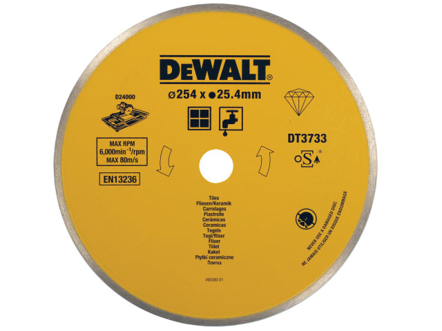 DEWDT3733XJ Ceramic Diamond Tile Blade 254 x 25.4mm