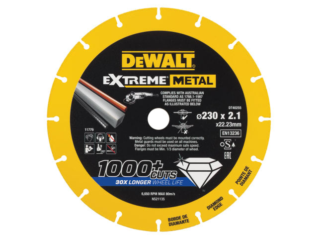 DEWDT40255QZ Extreme Metal Cut Off Saw Blade 230 x 22.23 x 2.10mm