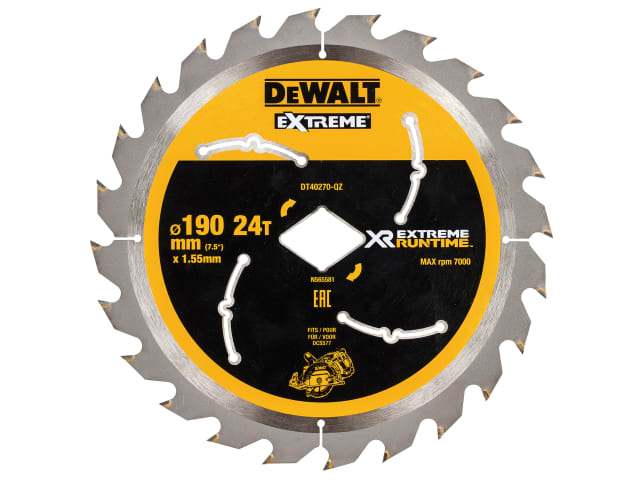 DEWDT40270QZ Extreme Runtime FlexVolt Circular Saw Blade 190mm x Diamond x 24T