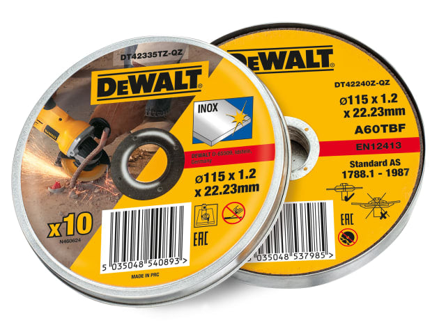 DEWDT42335TZ DT42335TZ Inox Metal/Stainless Cutting Disc 115 x 1.2 x 22.23mm (Tin of 10)