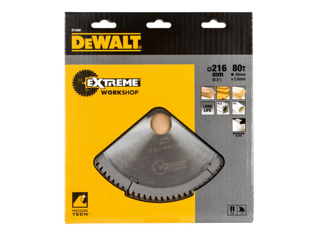 DEWDT4286QZ Series 40 Circular Saw Blade 216 x 30mm x 80T TCG/Neg