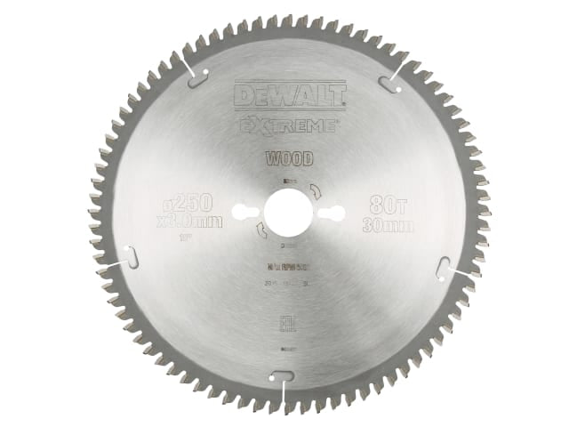 DEWDT4287QZ Series 40 Circular Saw Blade 250 x 30mm x 80T TCG/Neg