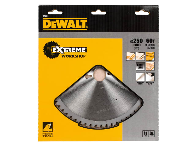 DEWDT4351QZ Series 60 Circular Saw Blade 250 x 30mm x 60T