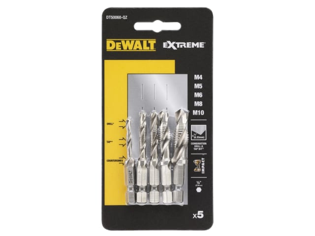 DEWDT50060QZ DT50060 Impact Ready Drill Tap Set, 5 Piece