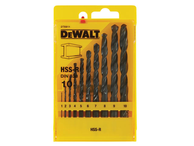 DEWDT5911QZ DT5911 HSS-R Jobber Drill Bit Set, 10 Piece