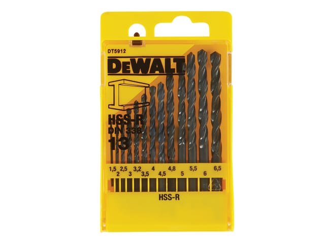 DEWDT5912QZ DT5912 HSS Jobber Drill Bit Set, 13 Piece