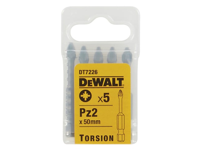 DEWDT7226QZ DT7226 Torsion Bits PZ2 x 50mm (Pack 5)