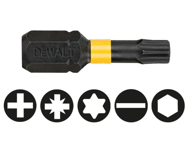 DEWDT7382TQZ Impact Torsion Bits TX25 x 25mm (Pack 5)